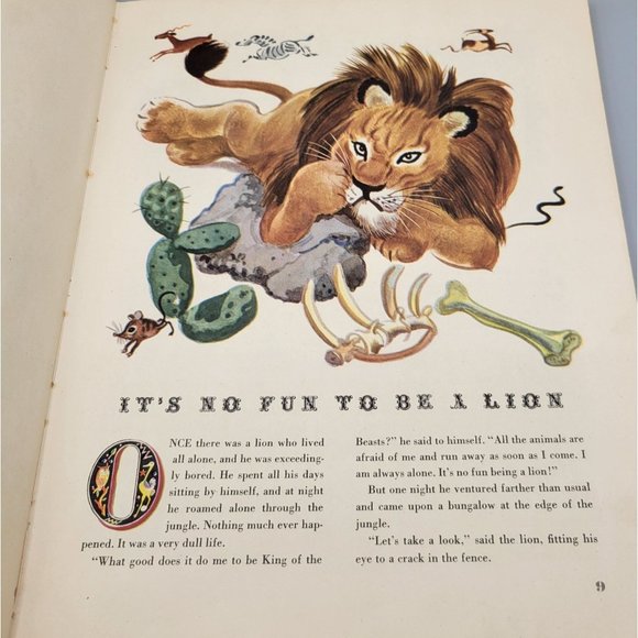 1945 Animal Stories Childrens Book Clothbound Hardcover Color Illustrations - Picture 11 of 12